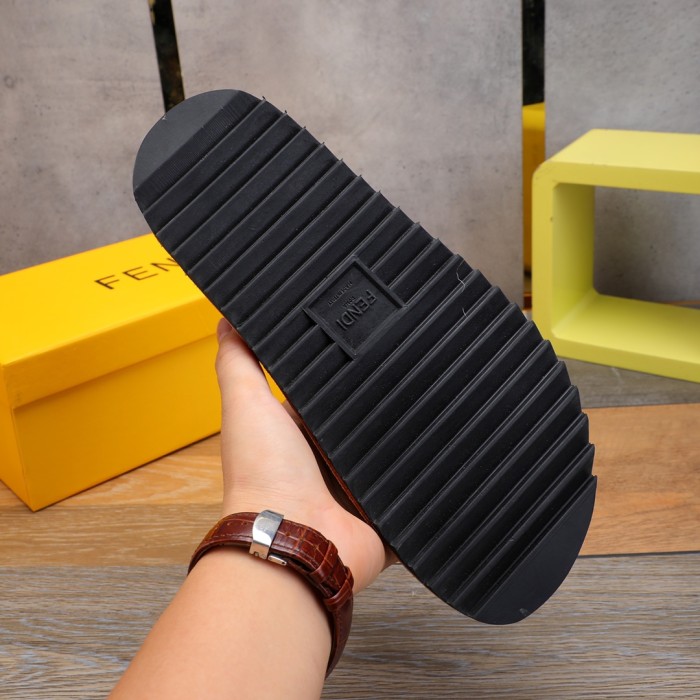 Fendi Men Shoes Slides Sandals Slippers Luxury Brand Mens Shoes with Original Box