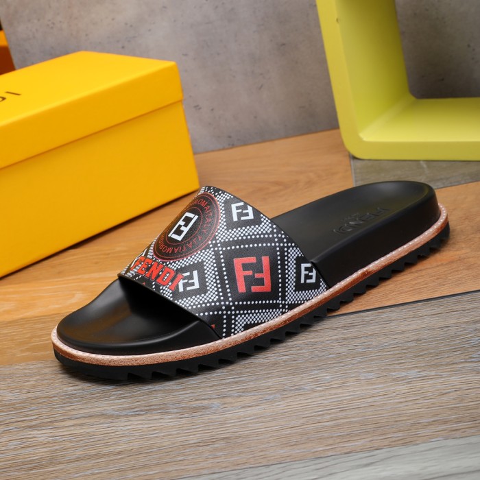 Fendi Men Shoes Slides Sandals Slippers Luxury Brand Mens Shoes with Original Box