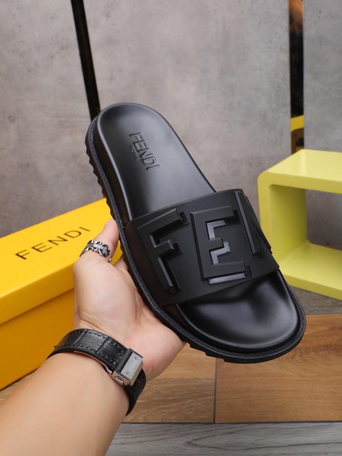 Fendi Men Shoes Slides Sandals Slippers Luxury Brand Mens Shoes with Original Box