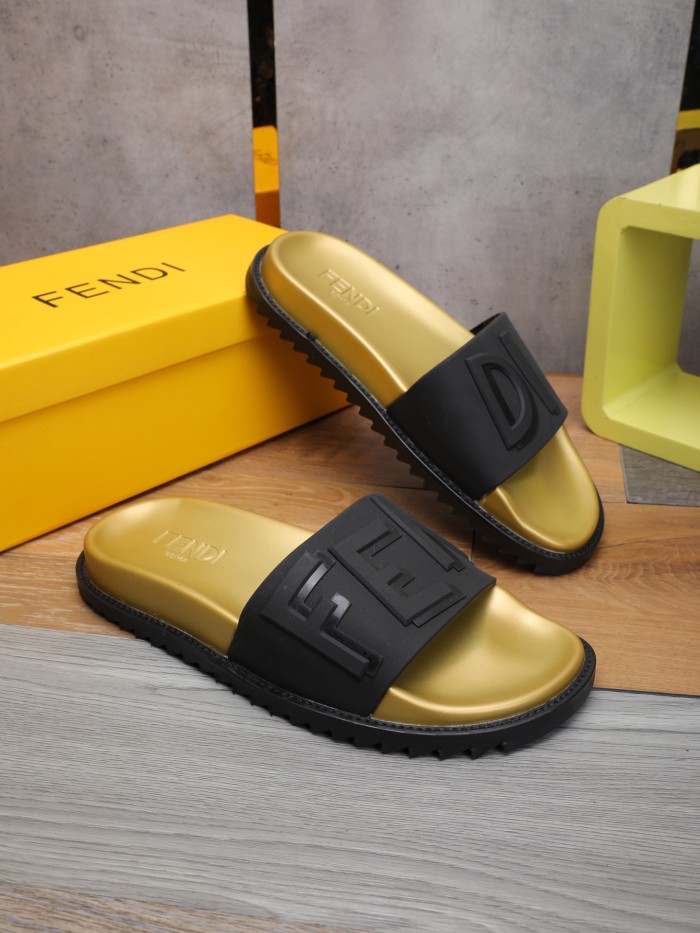 Fendi Men Shoes Slides Sandals Slippers Luxury Brand Mens Shoes with Original Box