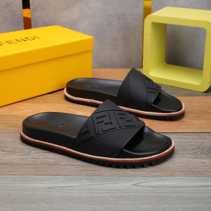 Fendi Men Shoes Slides Sandals Slippers Luxury Brand Mens Shoes with Original Box