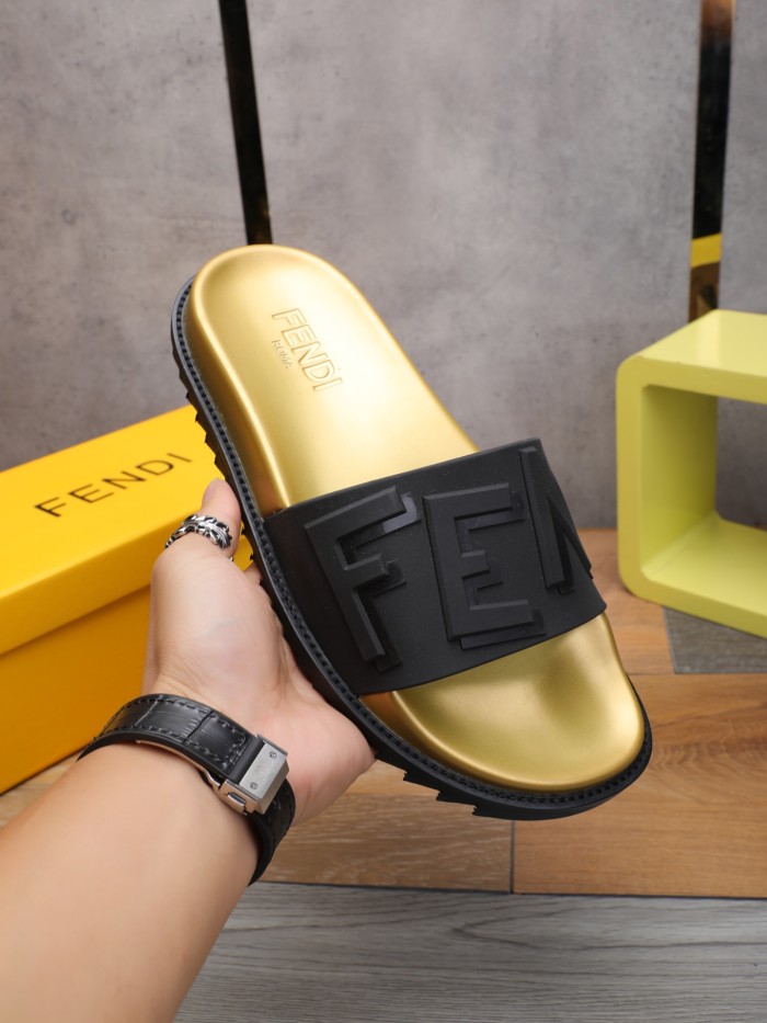 Fendi Men Shoes Slides Sandals Slippers Luxury Brand Mens Shoes with Original Box