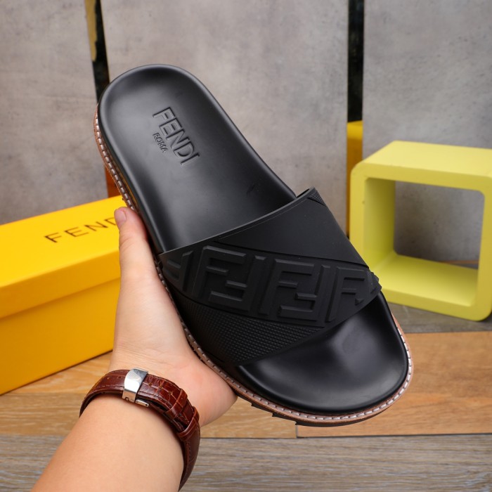 Fendi Men Shoes Slides Sandals Slippers Luxury Brand Mens Shoes with Original Box
