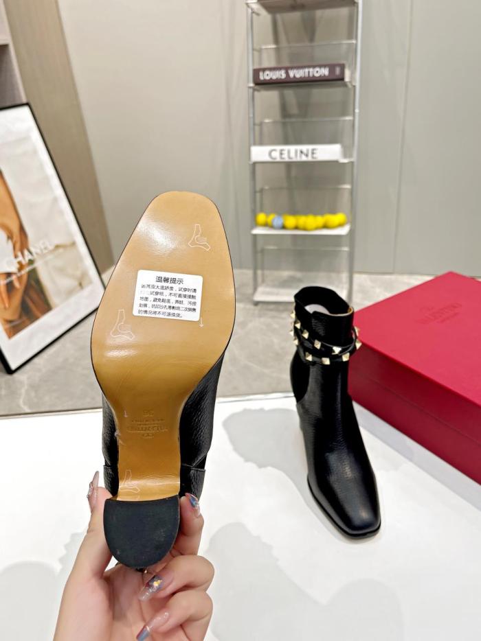 Valentino Garavani Women Fashion Ankle Boots Luxury Brand Vlogo Signature Calfskin Combat Boot with Original Box 9cm Heel