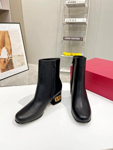 Valentino Garavani Women Fashion Ankle Boots Luxury Brand Vlogo Signature Calfskin Combat Boot with Original Box 6cm Heel