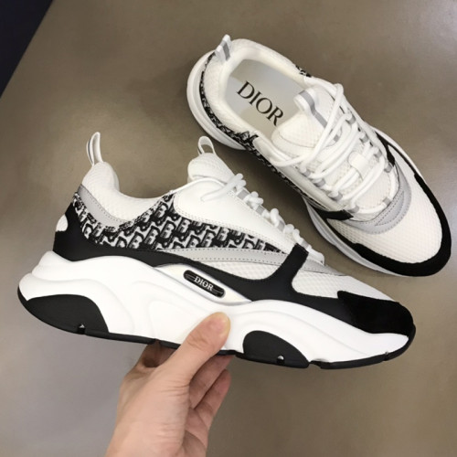 Dior Womens Shoes Sneakers Luxury Brand Breathable Design B22 SNEAKER Technical Mesh with Beige and Smooth Calfskin with Original Box