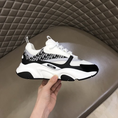 Dior Womens Shoes Sneakers Luxury Brand Breathable Design B22 SNEAKER Technical Mesh with Beige and Smooth Calfskin with Original Box