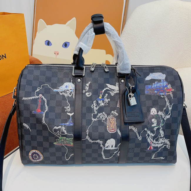Louis Vuitton Womens and Mens Unisex Bags Luxury Brand LV Keepall Bandoulière 45 Fashion Design Travel Bag