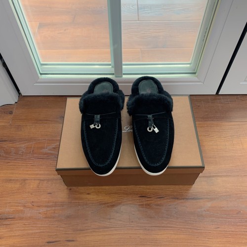 Loro Piana Womens Mens Shoes Winter Plus Velvet Slippers Loafers Casual Design Luxury Brand Fashion Shoes for Women with Original Box