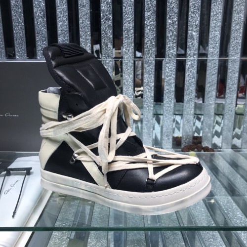 Rick Owens Men Shoes Sneakers Leather High-Top Breathable Mens Casual Shoes Ankle Boots with Original Box