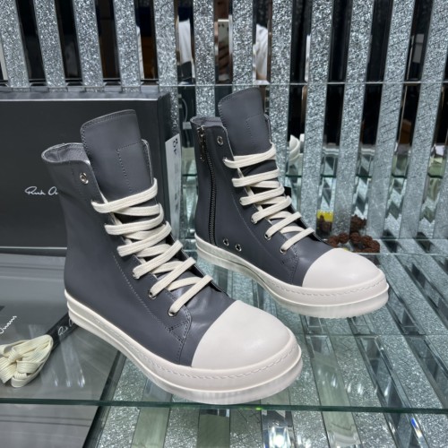 Rick Owens Men Shoes Sneakers Leather High-Top Breathable Mens Casual Shoes Ankle Boots with Original Box