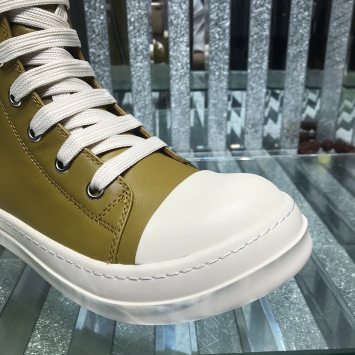 Rick Owens Men Shoes Sneakers Leather High-Top Breathable Mens Casual Shoes Ankle Boots with Original Box