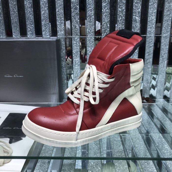 Rick Owens Men Shoes Sneakers Leather High-Top Breathable Mens Casual Shoes Ankle Boots with Original Box