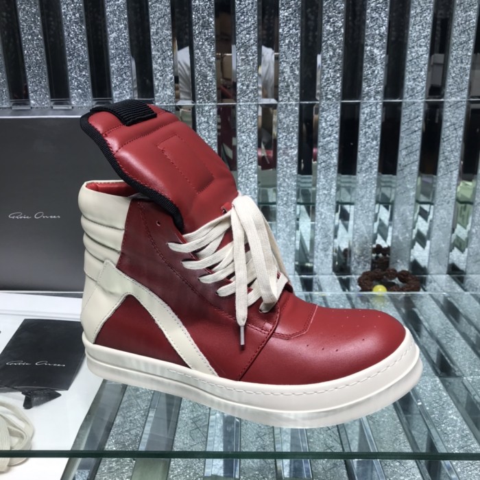 Rick Owens Men Shoes Sneakers Leather High-Top Breathable Mens Casual Shoes Ankle Boots with Original Box