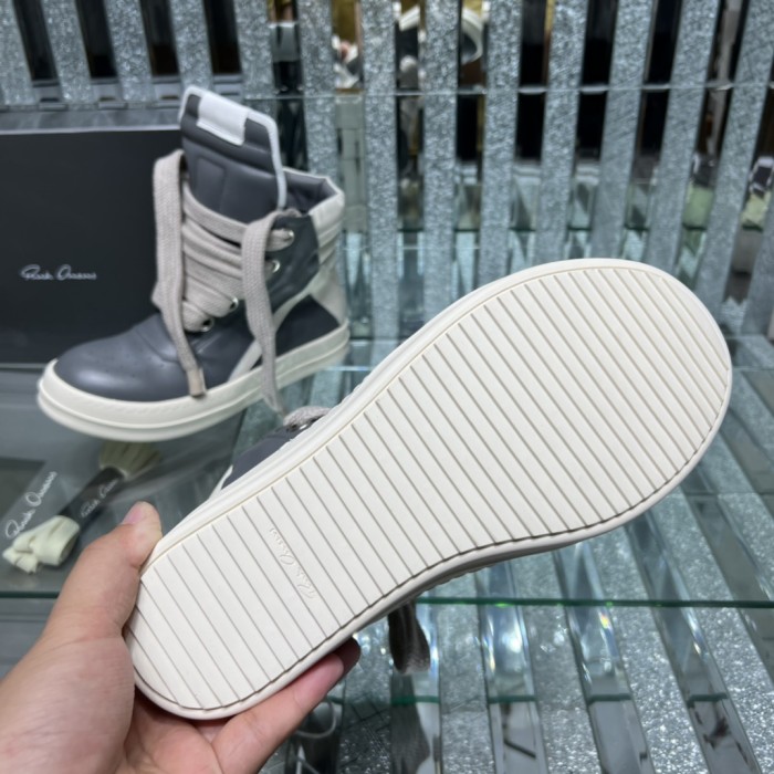 Rick Owens Men Shoes Sneakers Leather High-Top Breathable Mens Casual Shoes Ankle Boots with Original Box