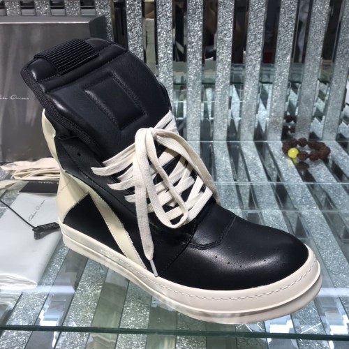 Rick Owens Men Shoes Sneakers Leather High-Top Breathable Mens Casual Shoes Ankle Boots with Original Box