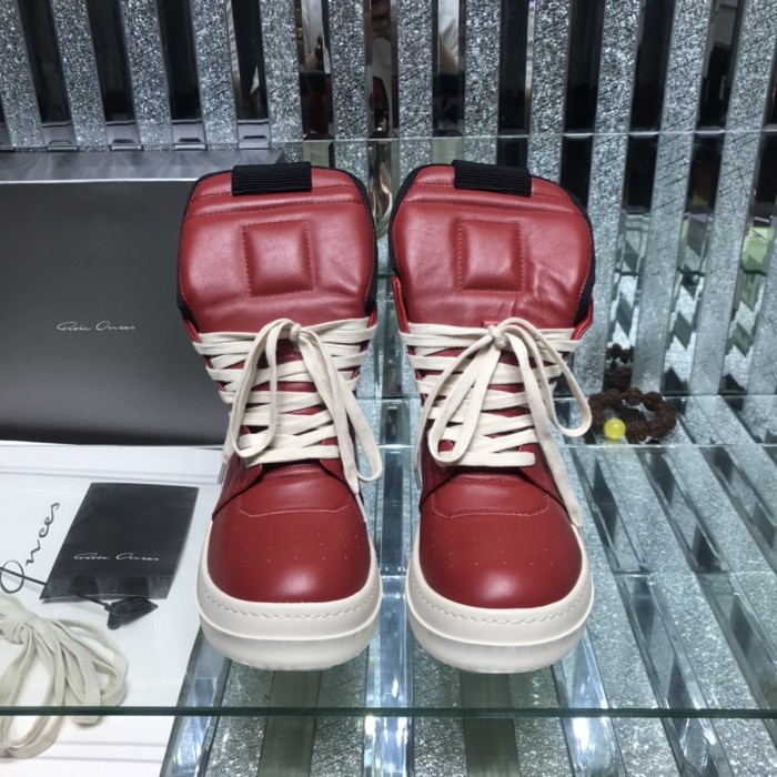 Rick Owens Men Shoes Sneakers Leather High-Top Breathable Mens Casual Shoes Ankle Boots with Original Box