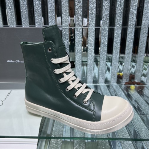 Rick Owens Men Shoes Sneakers Leather High-Top Breathable Mens Casual Shoes Ankle Boots with Original Box