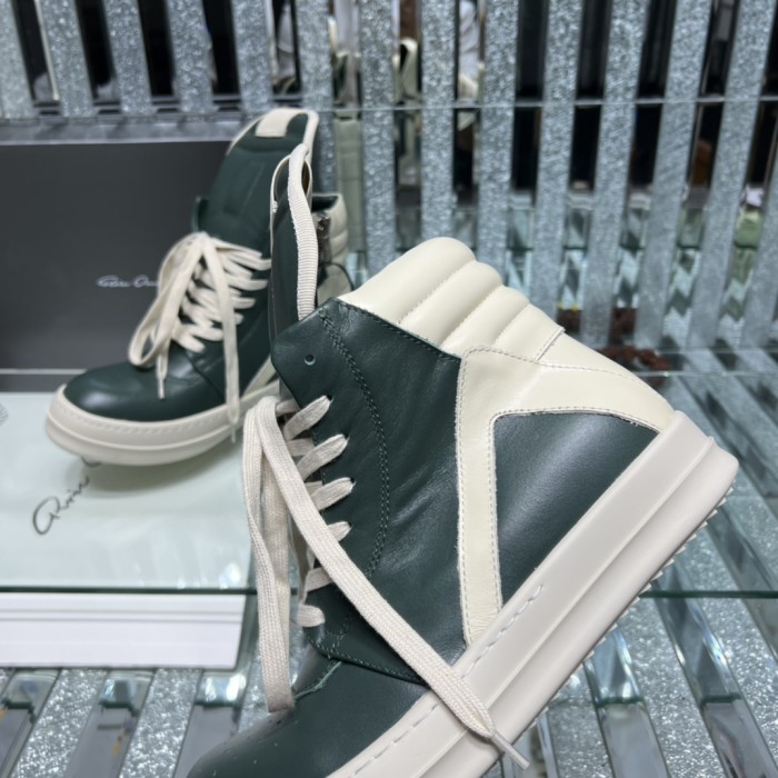 Rick Owens Men Shoes Sneakers Leather High-Top Breathable Mens Casual Shoes Ankle Boots with Original Box