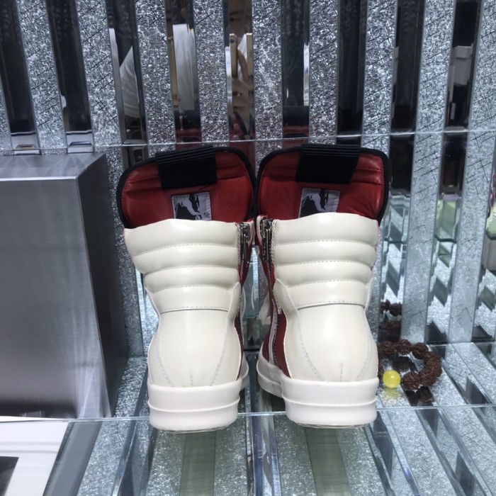 Rick Owens Men Shoes Sneakers Leather High-Top Breathable Mens Casual Shoes Ankle Boots with Original Box