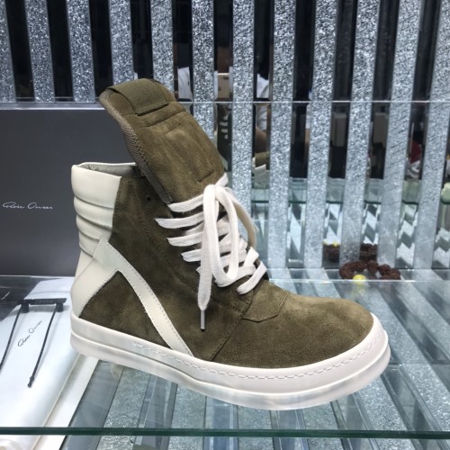 Rick Owens Men Shoes Sneakers Leather High-Top Breathable Mens Casual Shoes Ankle Boots with Original Box