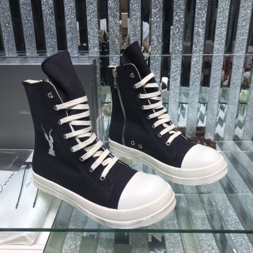 Rick Owens Men Shoes Sneakers Leather High-Top Breathable Mens Casual Shoes Ankle Boots with Original Box