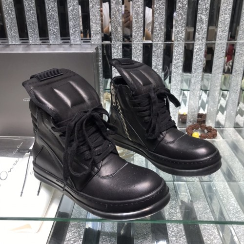 Rick Owens Men Shoes Sneakers Leather High-Top Breathable Mens Casual Shoes Ankle Boots with Original Box