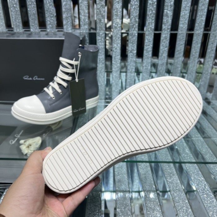 Rick Owens Men Shoes Sneakers Leather High-Top Breathable Mens Casual Shoes Ankle Boots with Original Box