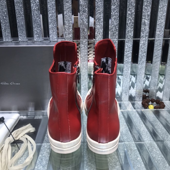 Rick Owens Men Shoes Sneakers Leather High-Top Breathable Mens Casual Shoes Ankle Boots with Original Box