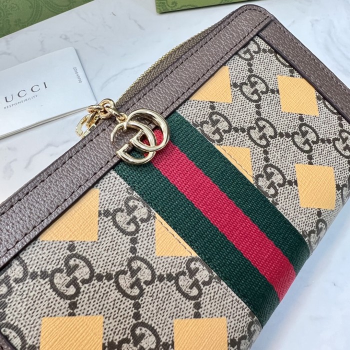 Gucci Womens Mens Bags Wallets Luxury Brand Gucci Beige / Ebony GG Supreme Canvas Ophidia Chain Wallet with Original Box 546592 96IWS 8745