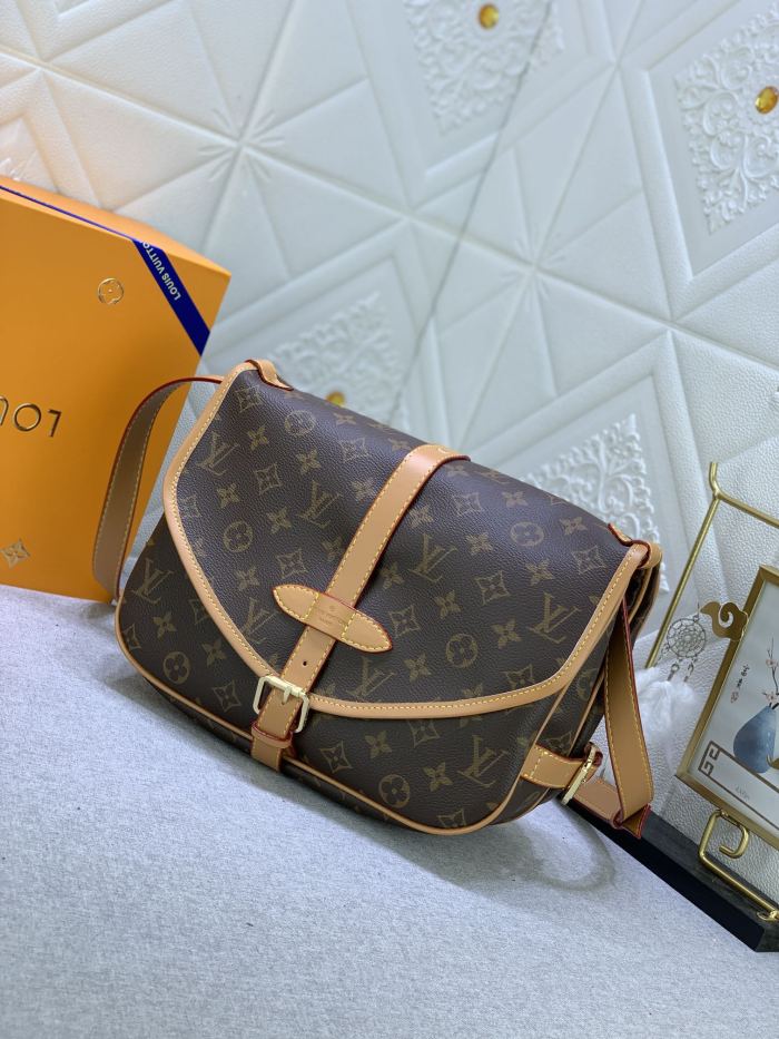 Louis Vuitton Womens Bags Luxury Brand Fashion Type SAUMUR MM Monogram leather M40710 with Original Box