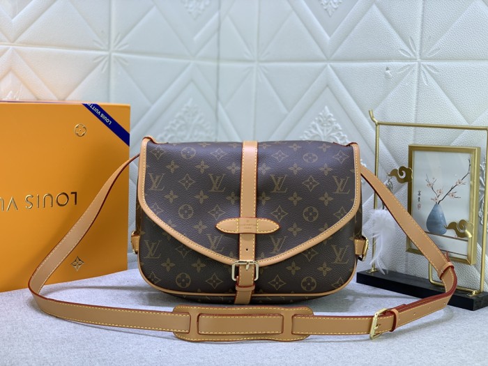 Louis Vuitton Womens Bags Luxury Brand Fashion Type SAUMUR MM Monogram leather M40710 with Original Box