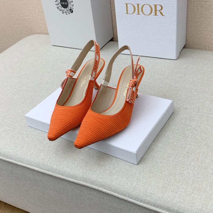 Dior Women Shoes Pumps Luxury Design Fashion Type 6.5cm High Heel Shoes for Wedding Style J'ADIOR SLINGBACK PUMP Cotton Fabric with Original Box