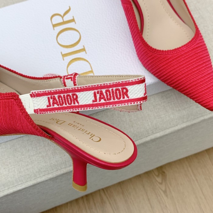 Dior Women Shoes Pumps Luxury Design Fashion Type 6.5cm High Heel Shoes for Wedding Style J'ADIOR SLINGBACK PUMP Cotton Fabric with Original Box