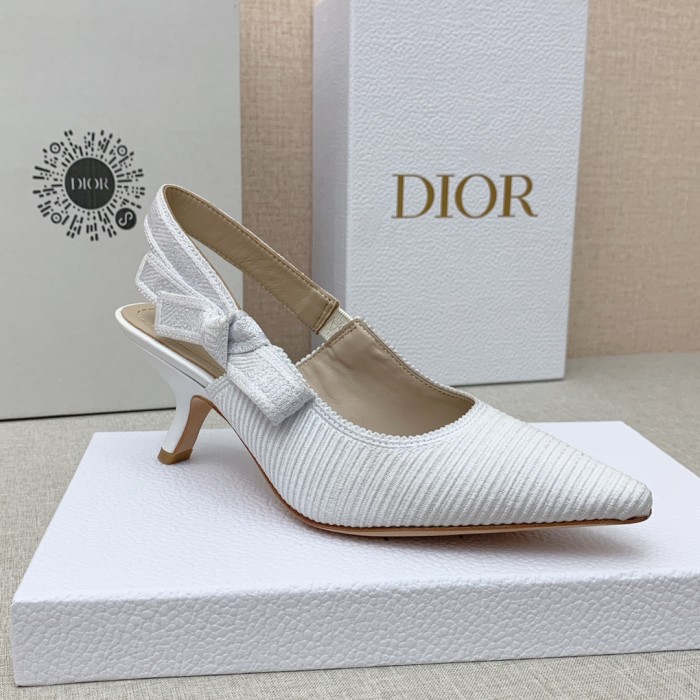 Dior Women Shoes Pumps Luxury Design Fashion Type 6.5cm High Heel Shoes for Wedding Style J'ADIOR SLINGBACK PUMP Cotton Fabric with Original Box