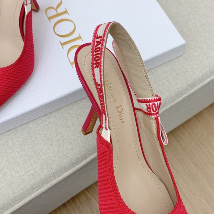 Dior Women Shoes Pumps Luxury Design Fashion Type 9.5cm High Heel Shoes for Wedding Style J'ADIOR SLINGBACK PUMP Cotton Fabric with Original Box