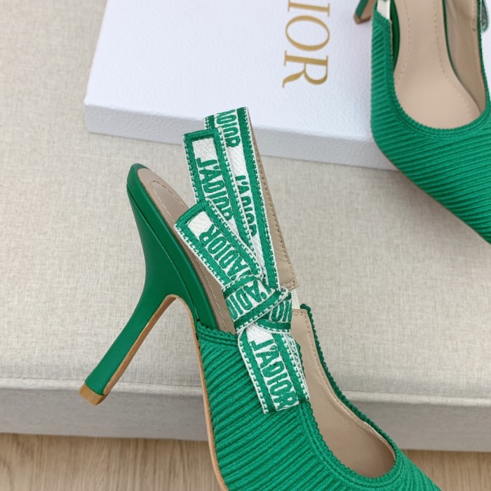 Dior Women Shoes Pumps Luxury Design Fashion Type 9.5cm High Heel Shoes for Wedding Style J'ADIOR SLINGBACK PUMP Cotton Fabric with Original Box