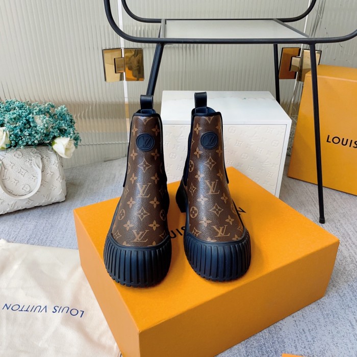 Louis Vuitton Womens Shoes Ankle Fashion Boots Luxury Brand Winter Booties with Original Box