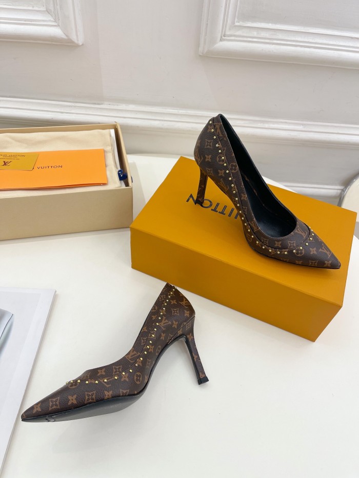 Louis Vuitton Womens Shoes Pumps Sandals Leather Design Luxury Brand CHERIE PUMP with Original Box 8cm Heel