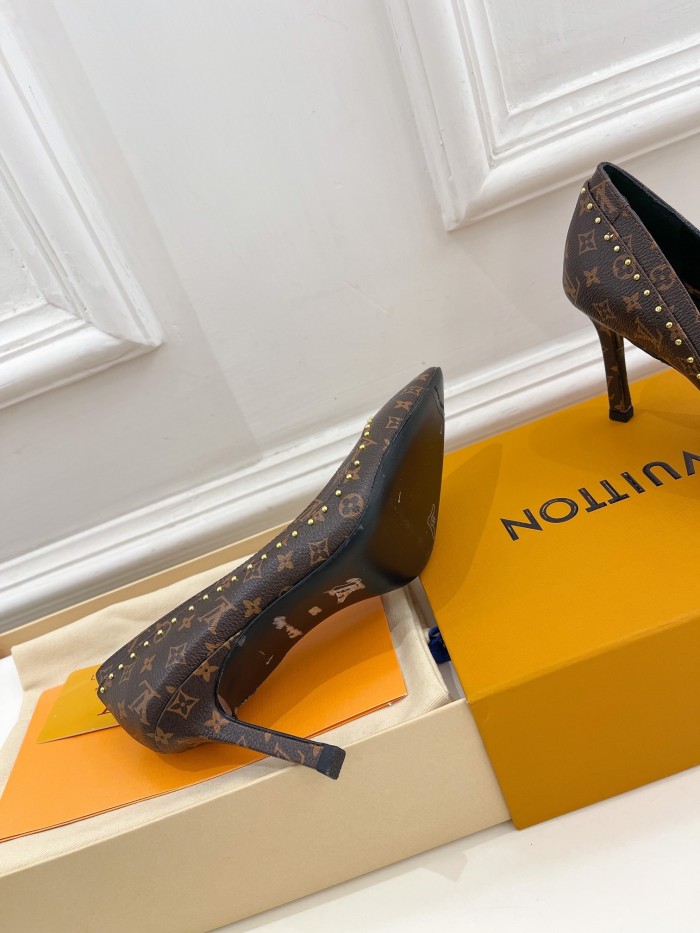 Louis Vuitton Womens Shoes Pumps Sandals Leather Design Luxury Brand CHERIE PUMP with Original Box 8cm Heel