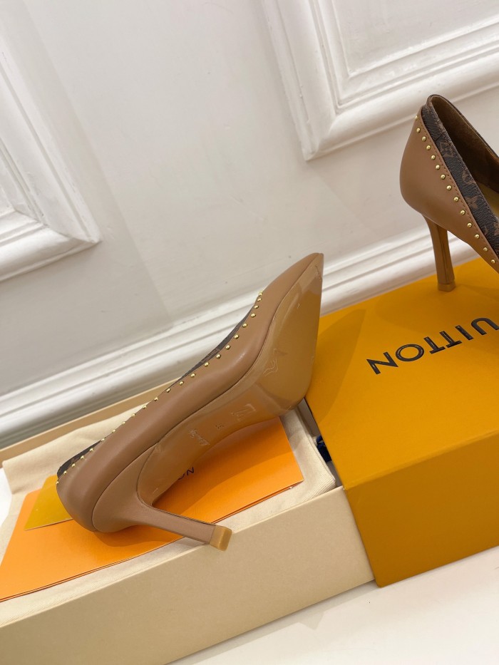 Louis Vuitton Womens Shoes Pumps Sandals Leather Design Luxury Brand CHERIE PUMP with Original Box 8cm Heel
