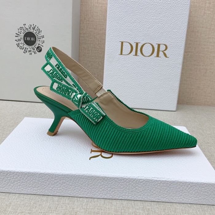 Dior Women Shoes Pumps Luxury Design Fashion Type 6.5cm High Heel Shoes for Wedding Style J'ADIOR SLINGBACK PUMP Cotton Fabric with Original Box