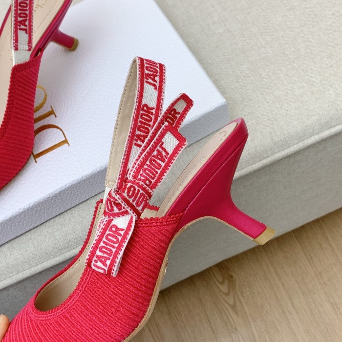 Dior Women Shoes Pumps Luxury Design Fashion Type 6.5cm High Heel Shoes for Wedding Style J'ADIOR SLINGBACK PUMP Cotton Fabric with Original Box