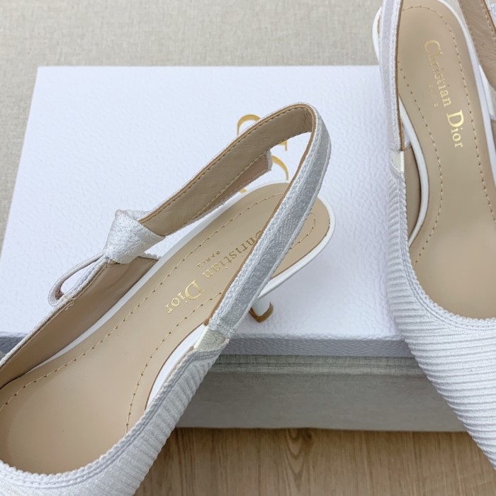 Dior Women Shoes Pumps Luxury Design Fashion Type 6.5cm High Heel Shoes for Wedding Style J'ADIOR SLINGBACK PUMP Cotton Fabric with Original Box
