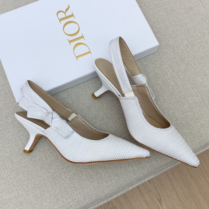Dior Women Shoes Pumps Luxury Design Fashion Type 6.5cm High Heel Shoes for Wedding Style J'ADIOR SLINGBACK PUMP Cotton Fabric with Original Box