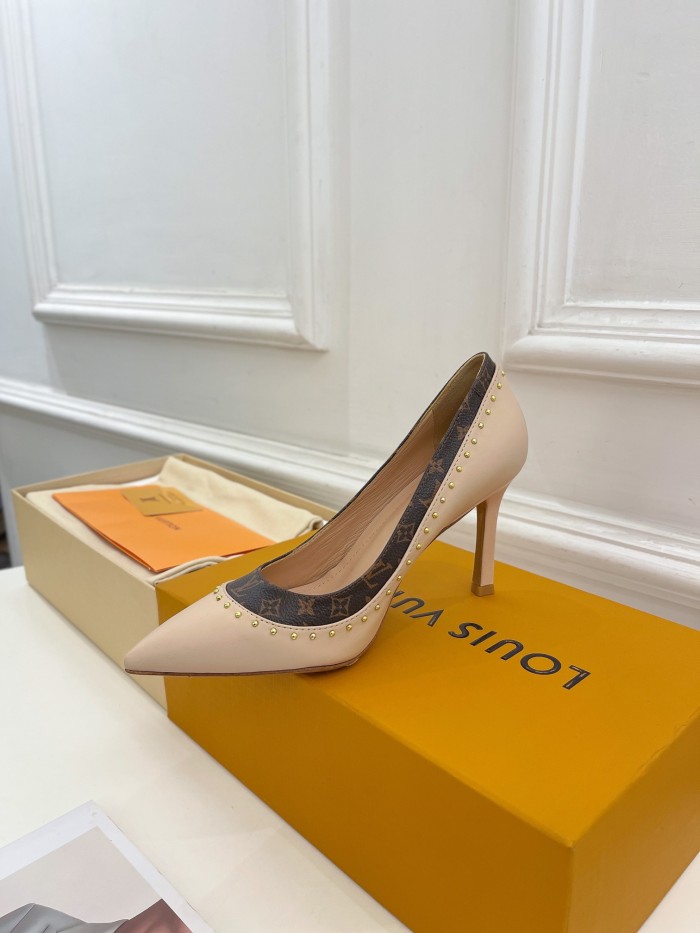Louis Vuitton Womens Shoes Pumps Sandals Leather Design Luxury Brand CHERIE PUMP with Original Box 8cm Heel