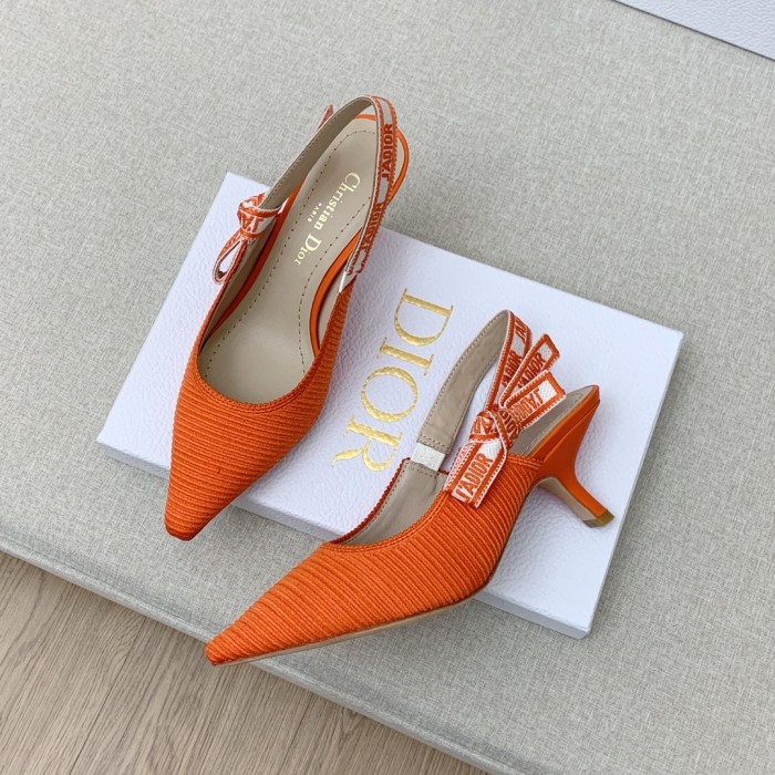 Dior Women Shoes Pumps Luxury Design Fashion Type 6.5cm High Heel Shoes for Wedding Style J'ADIOR SLINGBACK PUMP Cotton Fabric with Original Box