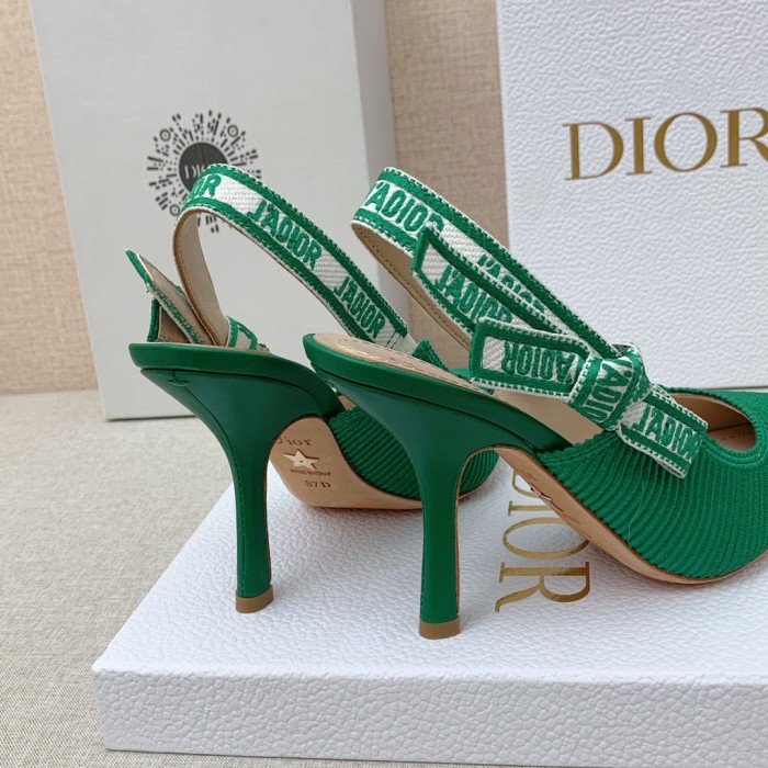 Dior Women Shoes Pumps Luxury Design Fashion Type 9.5cm High Heel Shoes for Wedding Style J'ADIOR SLINGBACK PUMP Cotton Fabric with Original Box