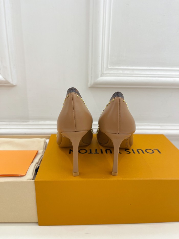 Louis Vuitton Womens Shoes Pumps Sandals Leather Design Luxury Brand CHERIE PUMP with Original Box 8cm Heel
