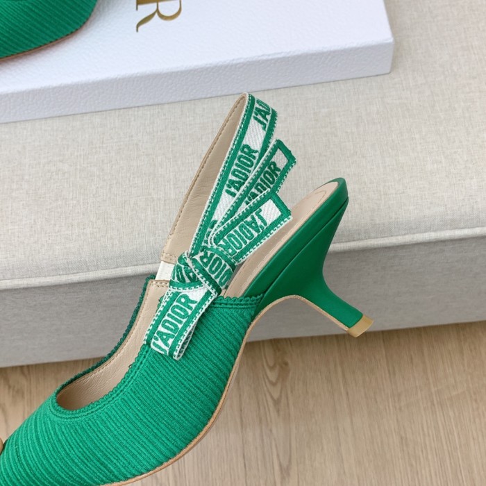 Dior Women Shoes Pumps Luxury Design Fashion Type 6.5cm High Heel Shoes for Wedding Style J'ADIOR SLINGBACK PUMP Cotton Fabric with Original Box